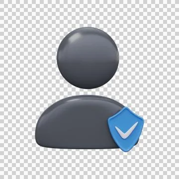 Verified, secure user icon 3D render. Stock Illustration