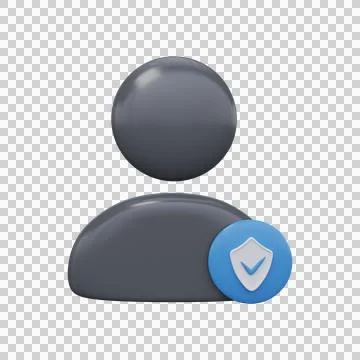 Verified, secure user icon 3D render. Stock Illustration
