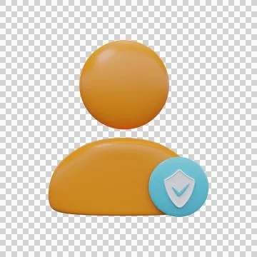 Verified, secure user icon 3D render. Stock Illustration