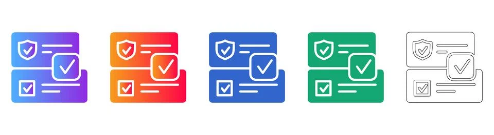 Verified Security Checkbox Document Icons Set Stock Illustration
