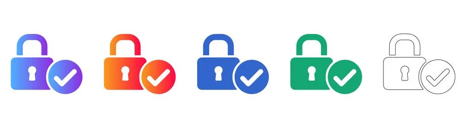 Verified Security Lock Icons Stockillustratie