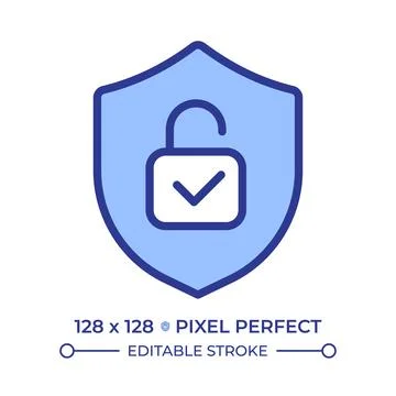 Verified security pixel perfect line color icon Stock Illustration