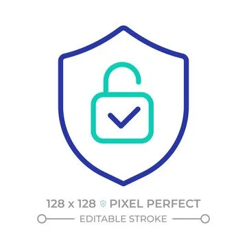 Verified security pixel perfect two color line icon 스톡 일러스트