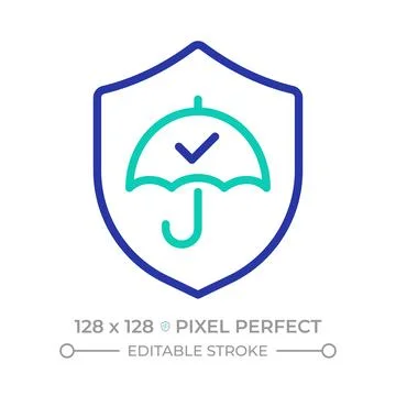 Verified security pixel perfect two color line icon 스톡 일러스트
