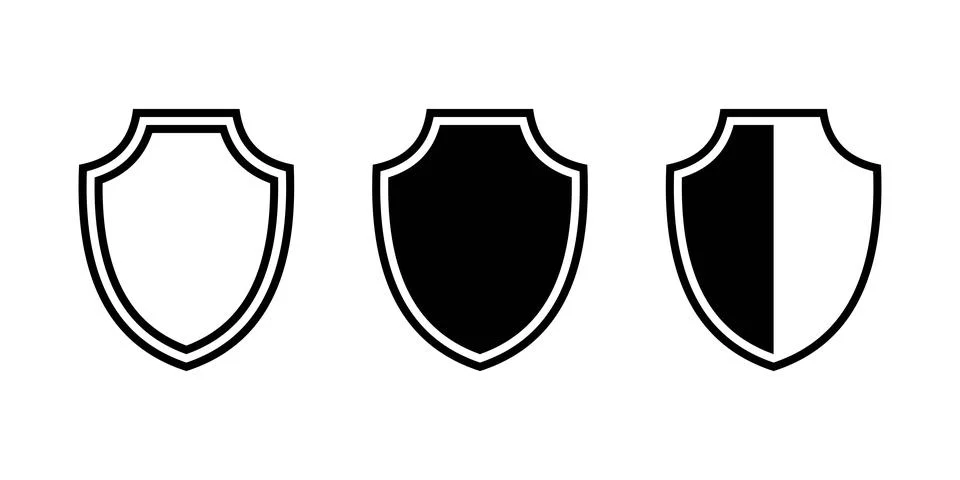 Verified Shield Icons Collection. Secure Protection Badge Ilustración de archivo