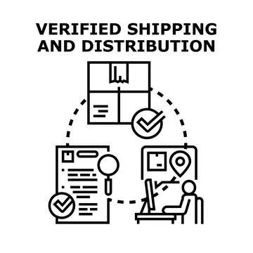 Verified shipping and distribution process management and control Stock Illustration