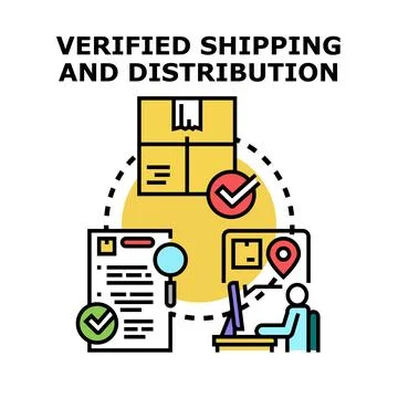 Verified shipping and distribution process management and control Stock Illustration