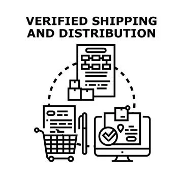 Verified shipping distribution logistics order fulfillment concept イラスト素材