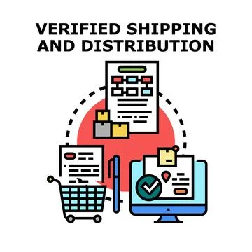 Verified shipping distribution logistics order fulfillment concept Stock Illustration
