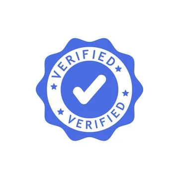 Verified stamp circle with checklist icon blue vector Stock Illustration