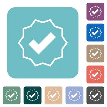 Verified sticker outline rounded square flat icons Stock Illustration