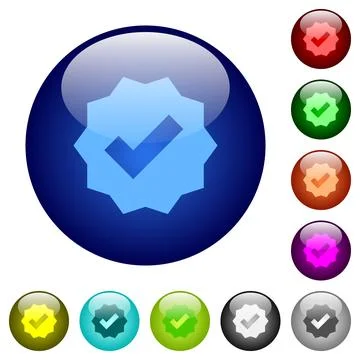Verified sticker solid color glass buttons Stock Illustration