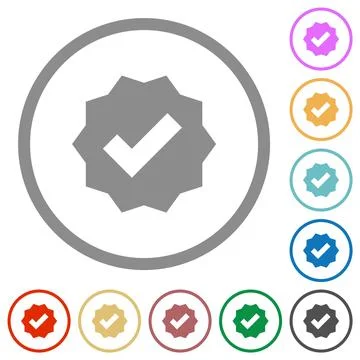 Verified sticker solid flat icons with outlines Stock Illustration