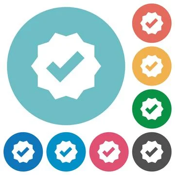 Verified sticker solid flat round icons Stock Illustration