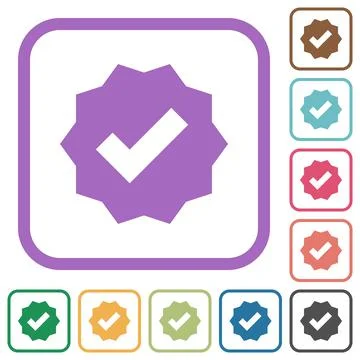 Verified sticker solid simple icons Stock Illustration