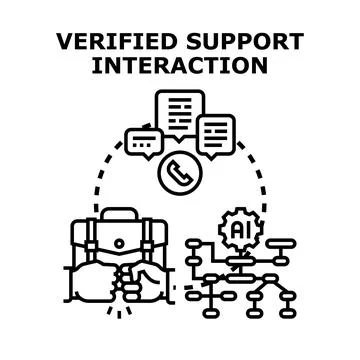 Verified support interaction concept with artificial intelligence Stockillustratie