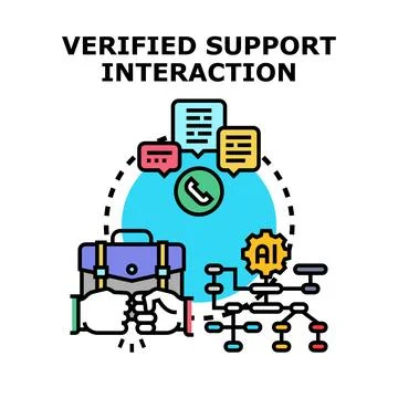 Verified support interaction concept with artificial intelligence Stock Illustration