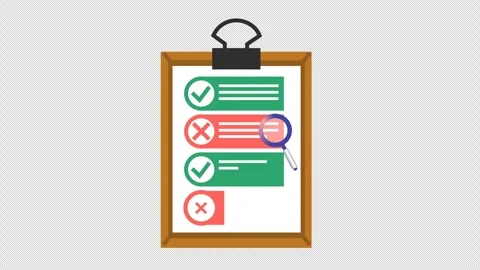 Verified task list icon in a cartoon animation. Quality control data checklist Stock Footage 316409613