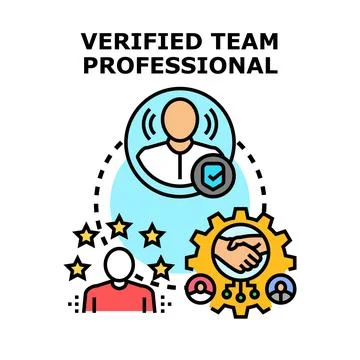 Verified team professional working achieving success Stock Illustration