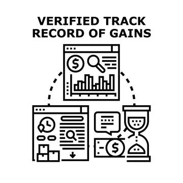 Verified track record of gains concept illustration Stock Illustration