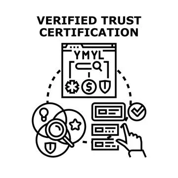 Verified trust certification concept evaluating quality and security Stock Illustration
