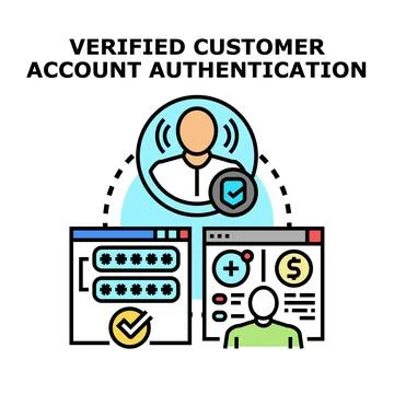Verified user account authentication cyber security concept Stock Illustration