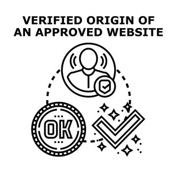 Verified user origin and approved website concept Stock Illustration