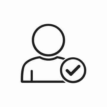 Verified User Profile Account Checkmark Line Icon Vector Stock Illustration