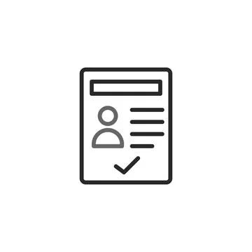 Verified user profile data validation form outline icon modern business app.. Stock Illustration