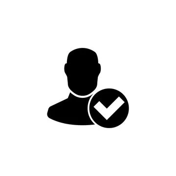 Verified user profile icon with checkmark Stock Illustration