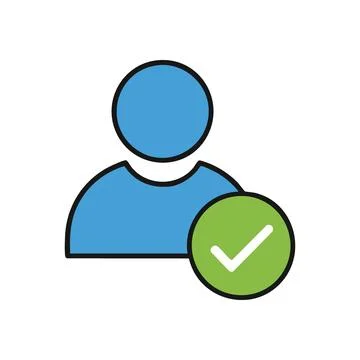 (Verified User Profile Icon. This clean graphic depicts a person's validate.. Stock Illustration