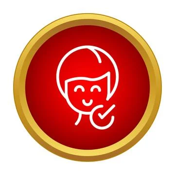 Verified user profile icon with tick mark Stock Illustration