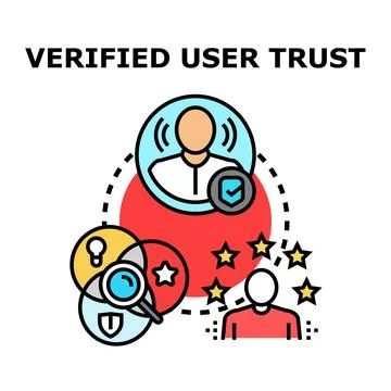 Verified user trust building online reputation concept Stock Illustration