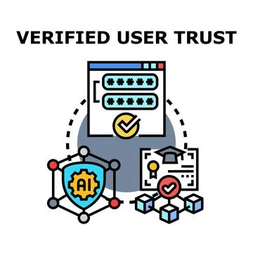 Verified user trust process establishing secure digital identity Stockillustratie