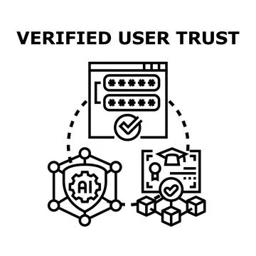 Verified user trust process establishing secure digital identity Stock Illustration