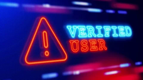 Verified User Warning Alert Screen loop Blinking glitch Animation. Video stock 247249714