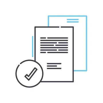 Verify data line icon, outline symbol, vector illustration, concept sign Stock Illustration