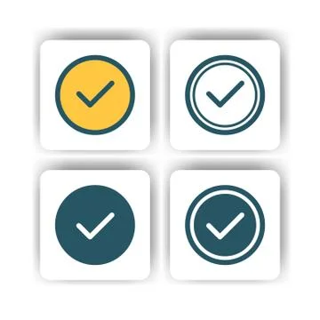 Verify icon for mobile, web, and presentation with flat color vector illustra Ilustración de archivo