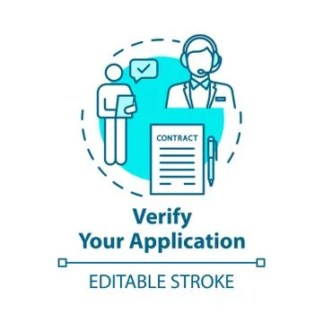 Verify your application concept icon. Contract approval. Identity affirmation Stock Illustration