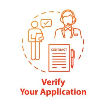 Verify your application concept icon. Client support. Contract approval Ilustración de archivo