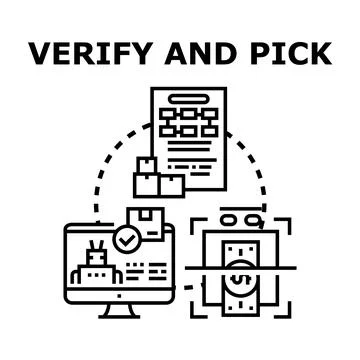 Verifying and picking order with automated technology concept Stock Illustration