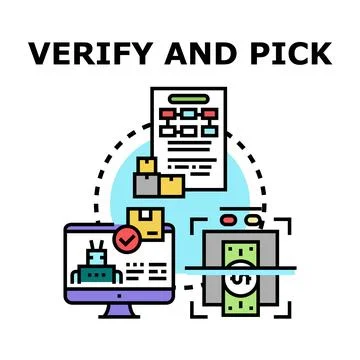 Verifying and picking order with automated technology concept Stock Illustration