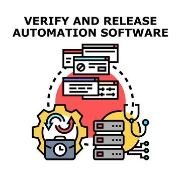 Verifying and releasing automation software process イラスト素材