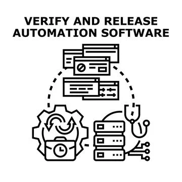 Verifying and releasing automation software process イラスト素材