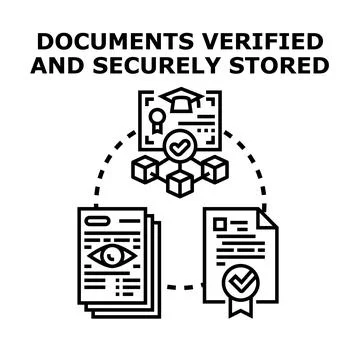 Verifying and securely storing digital document information Stock Illustration