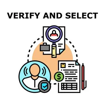 Verifying and selecting candidate for job application process Stock Illustration