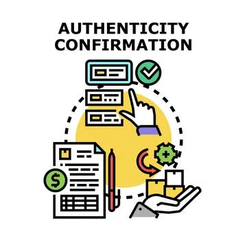 Verifying authenticity and quality control process Stock Illustration
