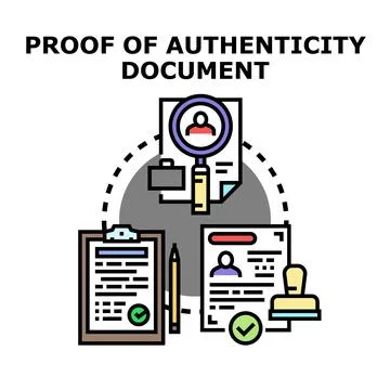 Verifying authenticity of personal identity and official documents Stock Illustration