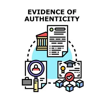 Verifying authenticity, securing evidence, and certifying documents Stock Illustration