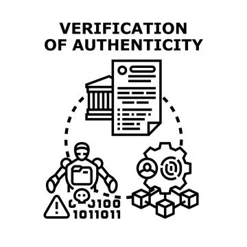 Verifying authenticity using digital technology and secure systems Stock Illustration